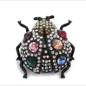 Colorful Rhinestone Ladybug Brooch